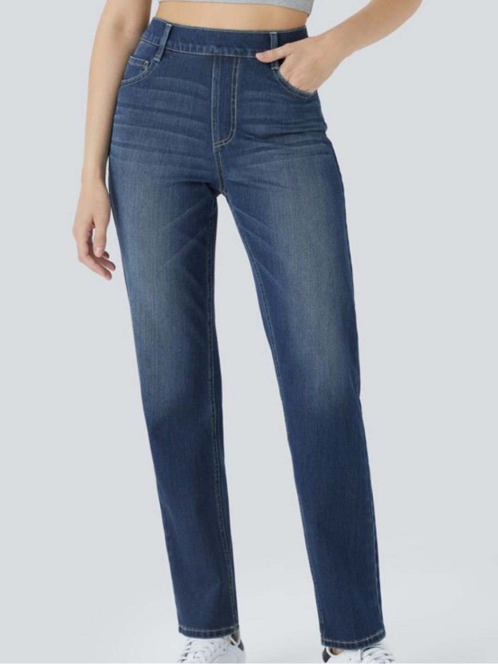 Halara Flex Blue High Waisted Straight Leg Jeans